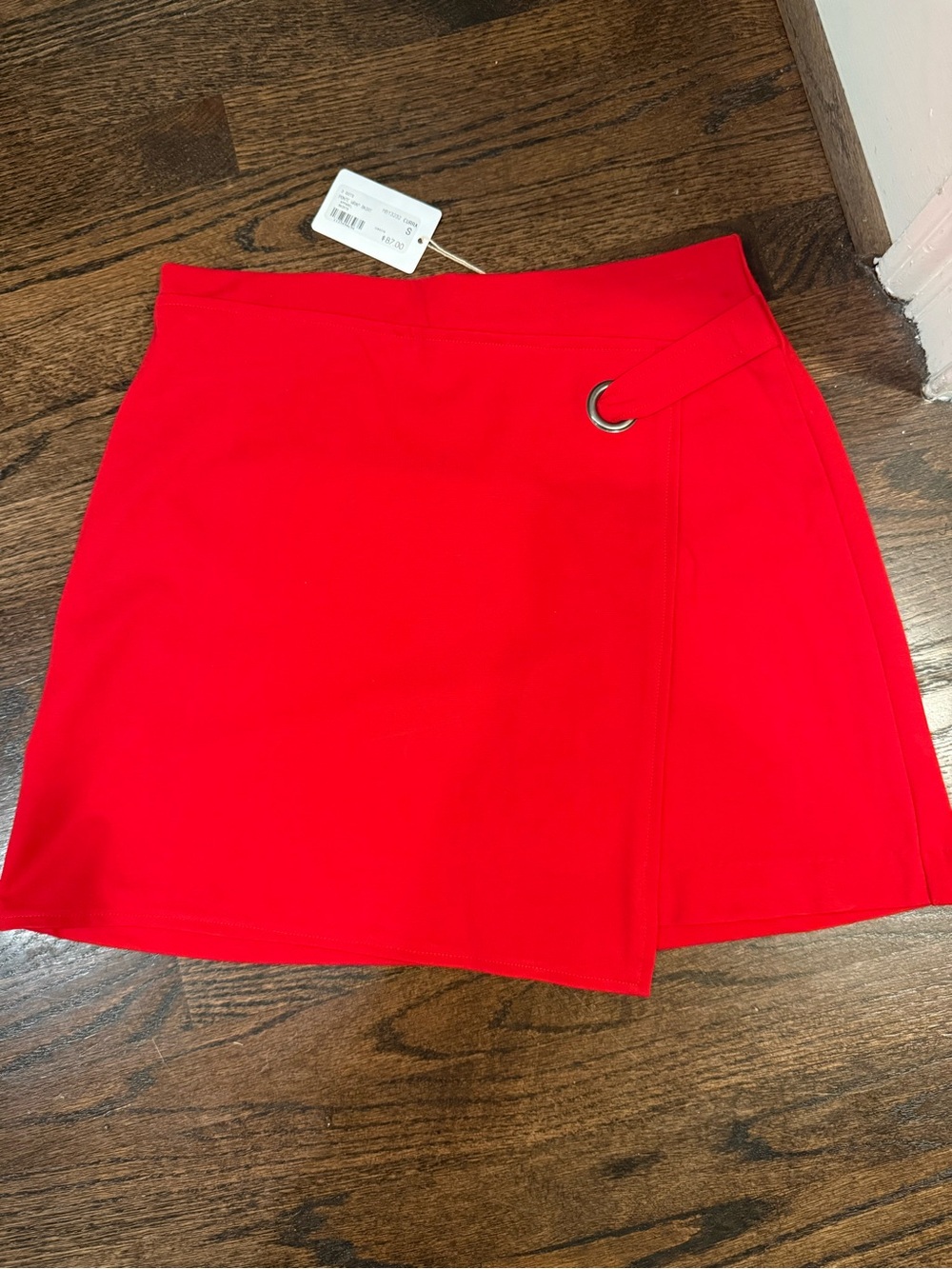 Dots Red Mini Skirt with Silver Ring Accent
